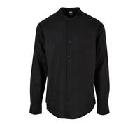 Urban Classics Cotton Linen Stand Up Collar Camiseta Camisa, Negro, XXXL para Hombre
