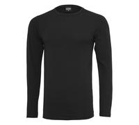 Urban Classics Camiseta Ajustada Elástica para Hombre Manga larga Negro L