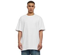URBAN CLASSICS Camiseta básica de manga corta, cuello redondo normal, de algodón grueso, largo normal, oversized, de hombre, moderna, color blanco, talla 3XL