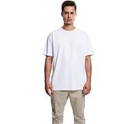 URBAN CLASSICS Camiseta básica de manga corta, cuello redondo normal, de algodón grueso, largo normal, oversized, de hombre, moderna, color blanco, talla L