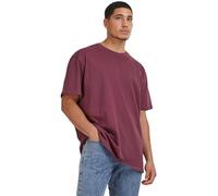 URBAN CLASSICS Camiseta básica de manga corta, cuello redondo normal, de algodón grueso, largo normal, oversized, de hombre, moderna, color rojo, talla 3XL