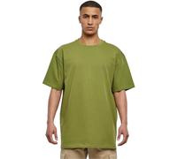URBAN CLASSICS Camiseta básica de manga corta, cuello redondo normal, de algodón grueso, largo normal, oversized, de hombre, moderna, color verde, talla L