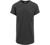 URBAN CLASSICS Camiseta básica de manga corta holgada, cuello redondo, de algodón, extra larga, con doblez en las mangas, de hombre, moderna, color gris, talla XXL