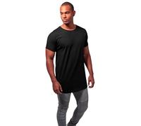 URBAN CLASSICS Camiseta básica de manga corta holgada, cuello redondo, de algodón, extra larga, con doblez en las mangas, de hombre, moderna, color negro, talla M
