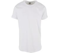 URBAN CLASSICS Camiseta básica de manga corta holgada, cuello redondo, de algodón, extra larga, con doblez en las mangas, de hombre, moderna, color blanco , talla S
