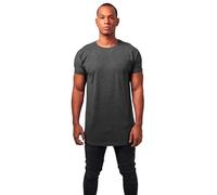 URBAN CLASSICS Camiseta básica de manga corta holgada, cuello redondo, de algodón, extra larga, con doblez en las mangas, de hombre, moderna, color gris, talla L