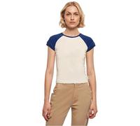 Urban Classics Camiseta de béisbol Retro para Mujer, Sand/Spaceblue, XS