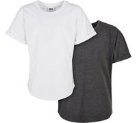Urban Classics Camiseta de chico Boys Long Shaped Turnup Tee 2-Pack Charcoal+White 134/140