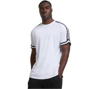 Urban Classics Camiseta de malla a rayas gran tamaño Blanco S para hombre