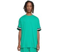 Urban Classics Camiseta de Manga Corta para Hombre de Manga Corta con Rayas de Gran tamaño, con Punta en el Dobladillo de la Manga, Verde lejano, S, Verde lejano, S