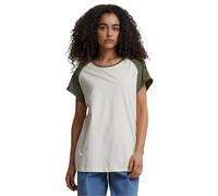Urban Classics Camiseta de Manga Corta para Mujer con Contraste raglán, Informal, Corte Regular, Disponible en Muchos Colores, Tallas XS-5XL, Arena Blanca/Oliva, M