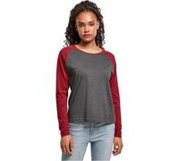 Urban Classics Tb4539-ladies Contrast Raglan Longsleeve Camiseta, Carbón/Borgoña, XXL Mujeres