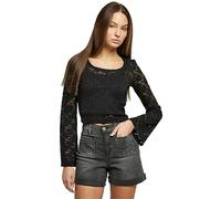 Urban Classics Camiseta de Manga Larga para Mujer, Negro, M