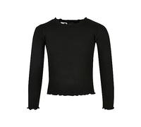 Urban Classics Camiseta de Manga Larga para niña, Corte Entallado con Dobladillo Ondulado, Tallas 110/116-158/164, Negro, 122 cm