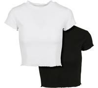 Urban Classics Camiseta de mujer Cropped Rib Tee 2-Pack Black/White L