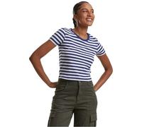 Urban Classics Camiseta de Rayas Cortas para Mujer, Blanco/Azul Oscuro, XL