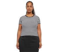 Urban Classics Camiseta de Rayas Cortas para Mujer, Negro/Blanco, XL
