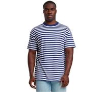 Urban Classics Camiseta de Rayas Regulares, Blanco/Azul Oscuro, S para Hombre