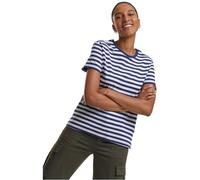 Urban Classics Camiseta de Rayas Regulares para Mujer, Blanco/Azul Oscuro, S