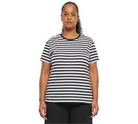 Urban Classics Camiseta de Rayas Regulares para Mujer, Negro/Blanco, XL