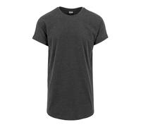URBAN CLASSICS Camiseta básica de manga corta holgada, cuello redondo, de algodón, extra larga, con doblez en las mangas, de hombre, moderna, color gris, talla XL