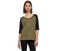 URBAN CLASSICS Camiseta Moderna de Mujer Raglan de Mangas a Tres Cuartos, Algodón, Cuello de Corte Ancho, En Distintos Colores y Tallas XS - 5XL