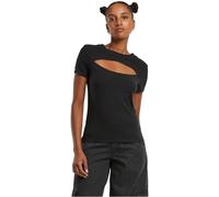 Urban Classics Camiseta Mujer con Cortes Mujer Camiseta Negro 90% algodón, 10% elastán Regular