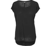 Urban Classics Camiseta Mujer de Hilo Inflado mas Larga por detrás Mujer Camiseta Negro