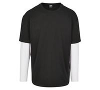 Urban Classics Hombre Oversized Shaped Double Layer LS tee Camiseta Not Applicable, Multicolor (Black/White 00826), Medium