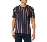 Urban Classics Tb3693-printed Oversized Retro Stripe tee Camiseta, Midnightnavy/Burnedred, S Grande Alto Hombres