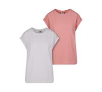 Urban Classics Ladies Extended Shoulder tee 2-Pack Camiseta, Rosa Limonada + Blanco, XXXXL para Mujer