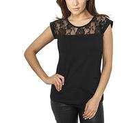 Urban Classics Camiseta para mujer Top Laces, Camiseta Mujer, Negro, L
