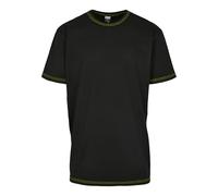 Urban Classics Camiseta Pesada para Hombre de Gran tamaño con Contraste, Black/Electriclime, M Grande Alto