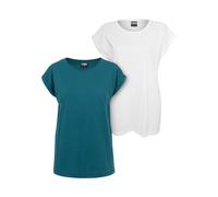 Urban Classics Ladies Extended Shoulder Tee 2-Pack Camiseta para Mujer, Multicolor (Teal/White), XL
