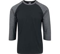 Urban Classics Camiseta Raglán Contrast 3/4 Sleeve, Camiseta, Hombre, Negro/Gris (Charcoal), 3XL
