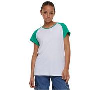 Urban Classics Camiseta raglán para Mujer con Contraste, Blanco/Verde, XL