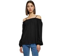 Urban Classics Camiseta sin Hombros de Manga Larga Mujer Camiseta Manga Larga Negro 100% Viscosa Ancho