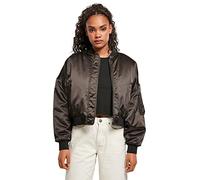 Urban Classics Chaqueta Bomber Corta de satén de Gran tamaño para Mujer, Negro, M