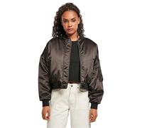 Urban Classics Chaqueta bomber corta de satén de gran tamaño para mujer, Negro, M