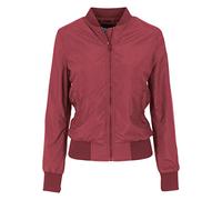 URBAN CLASSICS Chaqueta Bomber ligera mujer con bolsillos delanteros, cintura, puños y cuellos elásticos, apertura delantera con cremallera, de manga larga, color rojo, talla XS