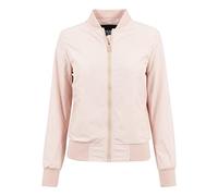 URBAN CLASSICS Chaqueta Bomber ligera mujer con bolsillos delanteros, cintura, puños y cuellos elásticos, apertura delantera con cremallera, de manga larga, color rosa, talla XS