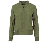 URBAN CLASSICS Chaqueta Bomber ligera mujer con bolsillos delanteros, cintura, puños y cuellos elásticos, apertura delantera con cremallera, de manga larga, color verde, talla M