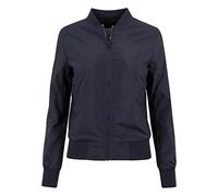 URBAN CLASSICS Chaqueta Bomber ligera mujer con bolsillos delanteros, cintura, puños y cuellos elásticos, apertura delantera con cremallera, de manga larga, color azul navy, talla XS