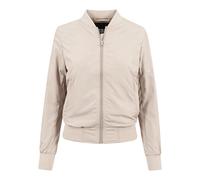 URBAN CLASSICS Chaqueta Bomber ligera mujer con bolsillos delanteros, cintura, puños y cuellos elásticos, apertura delantera con cremallera, de manga larga, color Beige, talla L