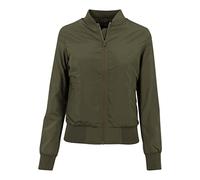 URBAN CLASSICS Chaqueta Bomber ligera mujer con bolsillos delanteros, cintura, puños y cuellos elásticos, apertura delantera con cremallera, de manga larga, color dark olive, talla M