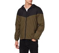 Urban Classics Chaqueta cortavientos para hombre de 2 tonos Tech Windrunner, chaqueta de entretiempo para hombre en muchos colores, tallas S - 5XL, Color negro y verde oscuro., L