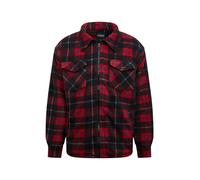 Urban Classics Chaqueta para hombre con forro de osito a cuadros, rojo, negro, S