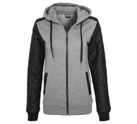 Urban Classics Chaqueta Mujer con Mangas de Imitación Cuero a Diamantes y Capucha Mujer Capucha con Cremallera