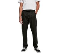 Urban Classics Chino de Pierna Recta con cinturón Pantalones, Negro, 32 para Hombre