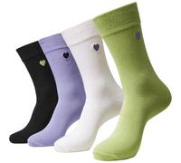 Urban Classics Corazón Calcetines 4-Pack Pantorrillas Medias Mujer Bordado Multi